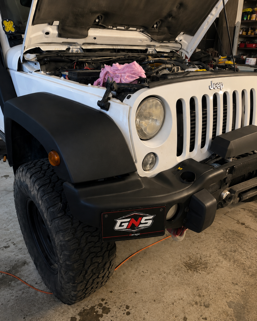 Jeep en préparation à l’expertise chez GNS Garage à Monthey